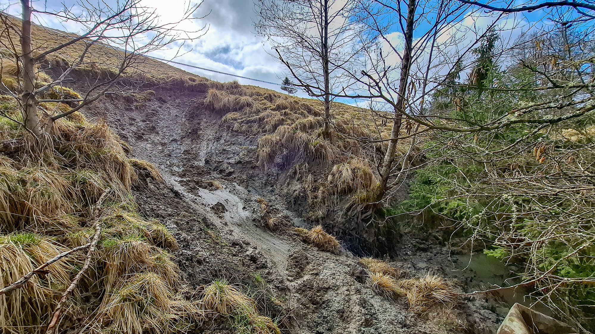 Lerskred i Sjuntorp april 2026.